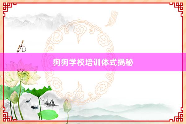 狗狗学校培训体式揭秘